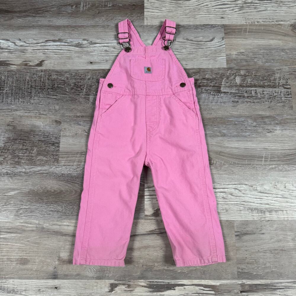 Carhartt Pink Canvas Overalls Heart Toddler Mini Fashion 90s Y2K Workwear 2T
